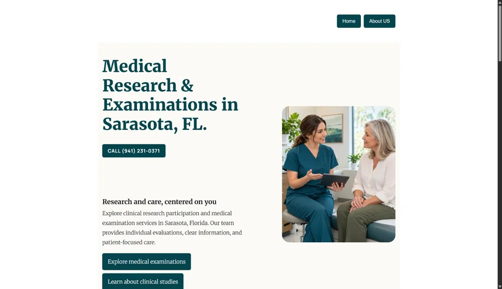 Current website preview of Sarasota Medical Examination & Research